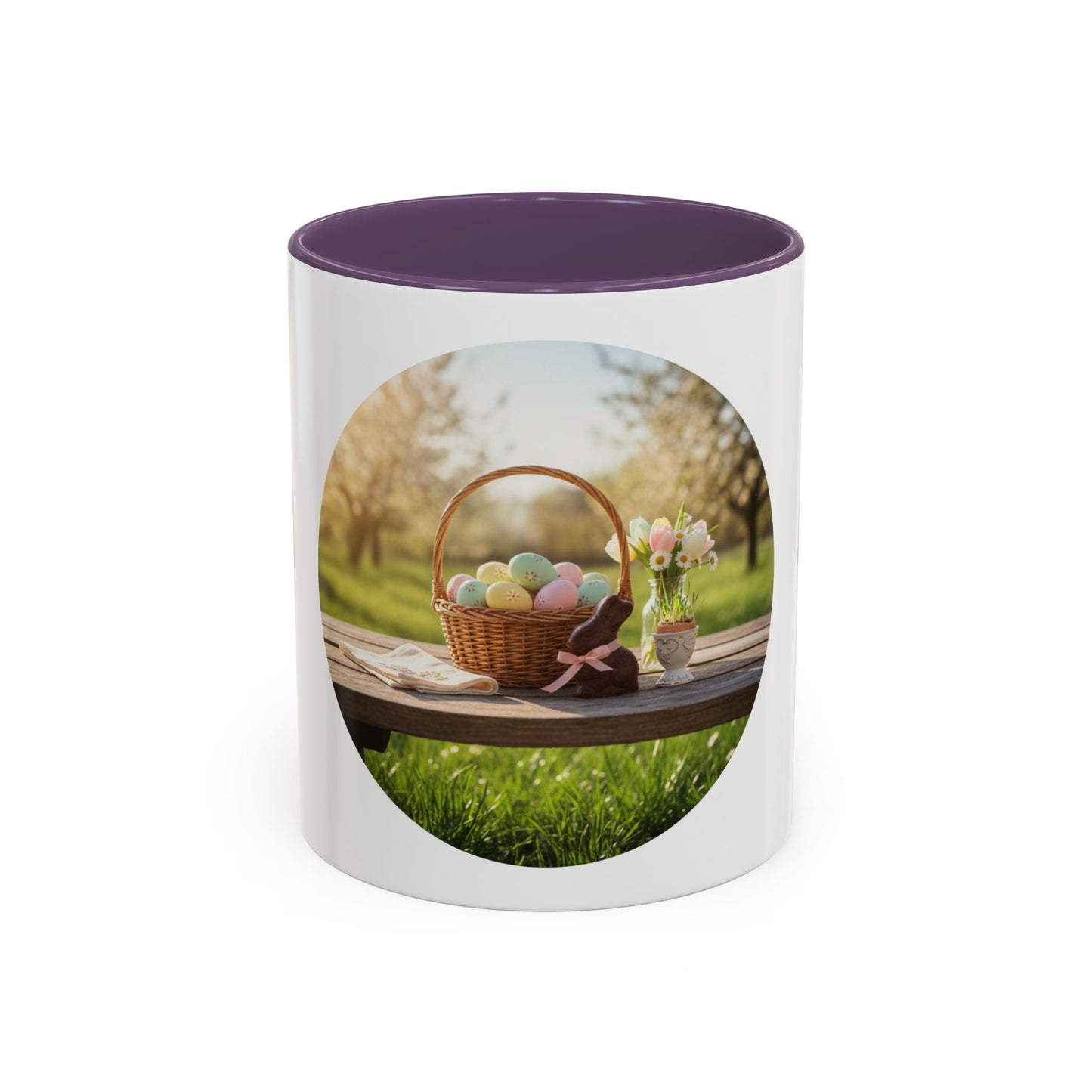Easter Basket Coffee Mug — Spring Pastel Egg Design (11/15oz Accent Mug)