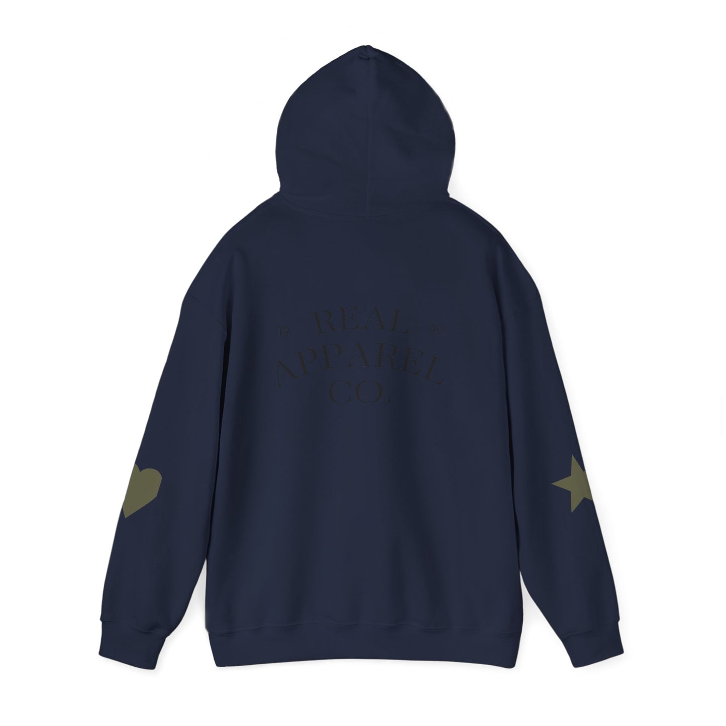 New Day Hoodie — "New Day" Graphic Pullover with Star & Heart Sleeve Accents