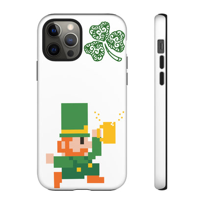 St. Patrick’s Pixel Leprechaun Phone Case — Cute Retro Gaming Clover Design