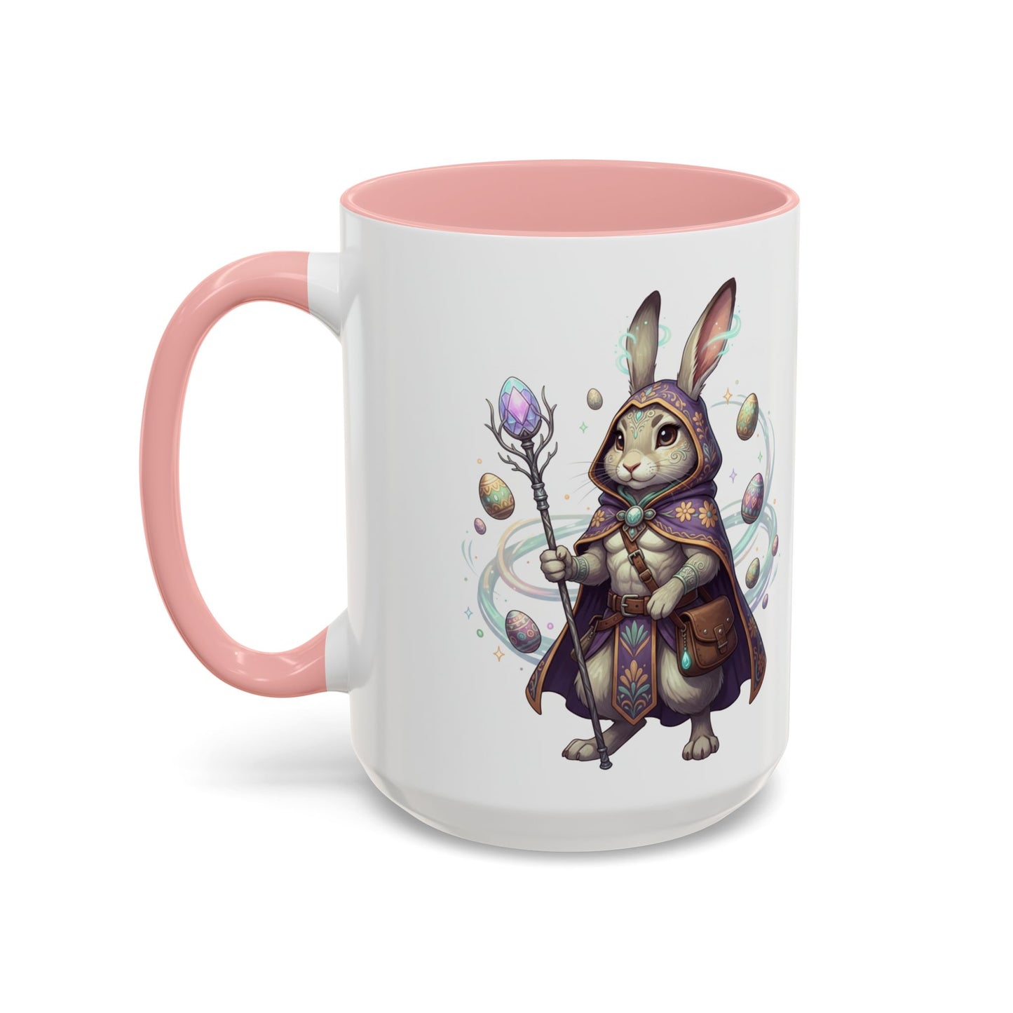 Easter Egg Accent Coffee Mug — Colorful Floral Bunny Design (11/15oz)