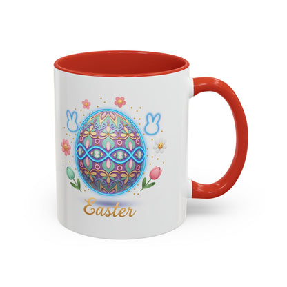 Easter Egg Accent Coffee Mug — Colorful Floral Bunny Design (11/15oz)