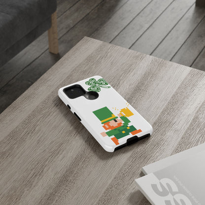St. Patrick’s Pixel Leprechaun Phone Case — Cute Retro Gaming Clover Design