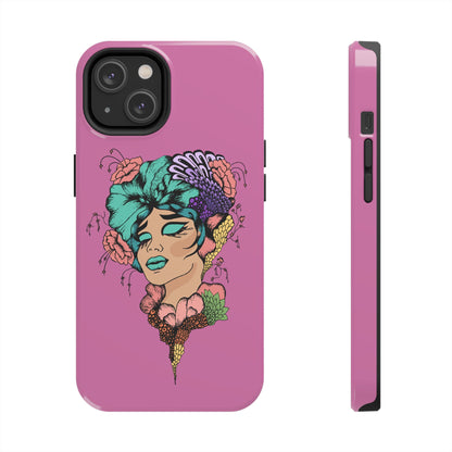 Tough Phone Case — Retro Floral Femme Illustration, Protective Art Phone Cover