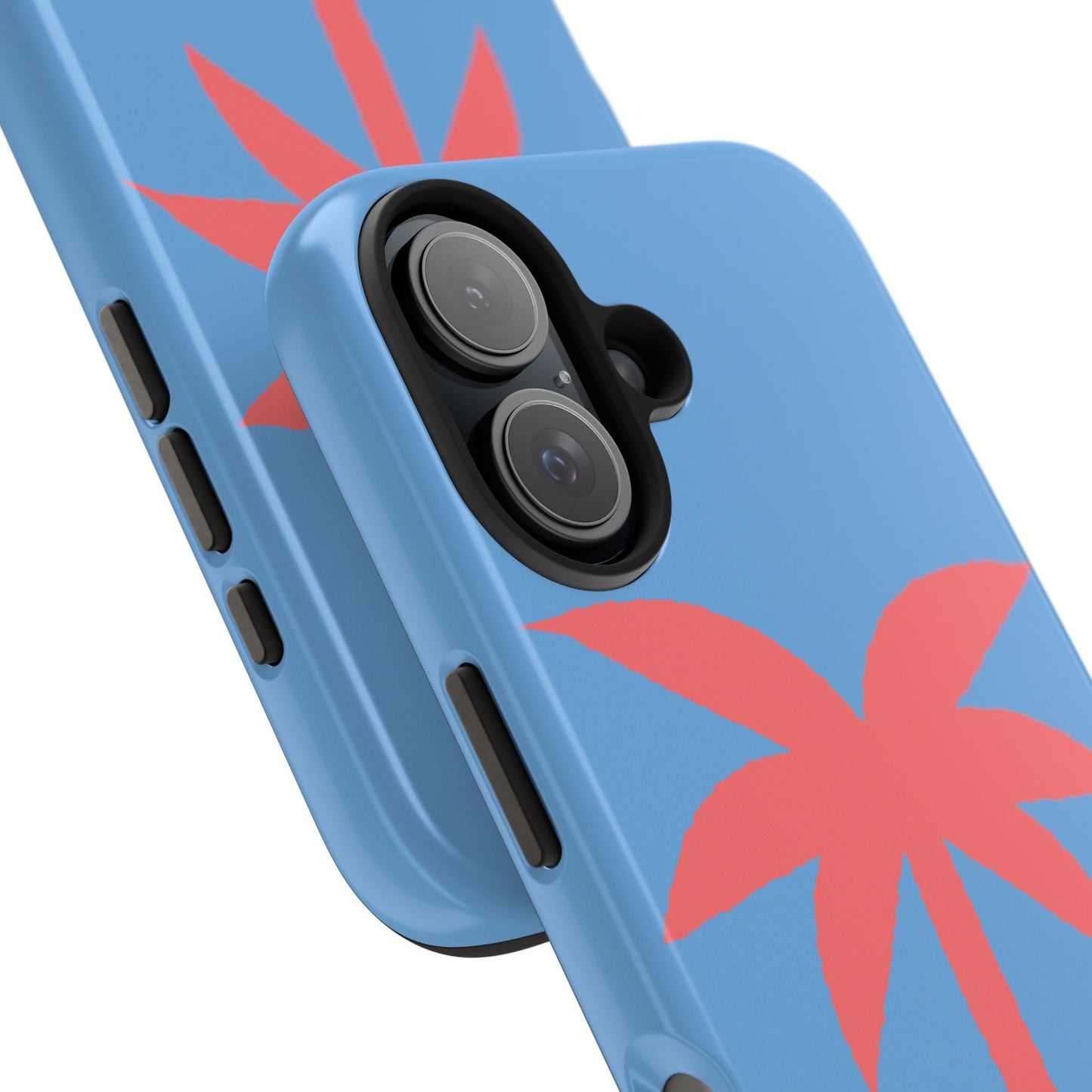 Tough Phone Case — Coral Palm on Sky Blue (Durable Protective Phone Cover)