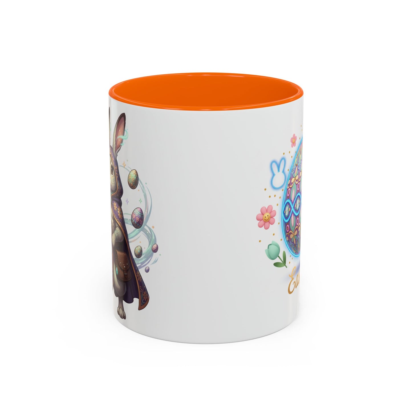Easter Egg Accent Coffee Mug — Colorful Floral Bunny Design (11/15oz)