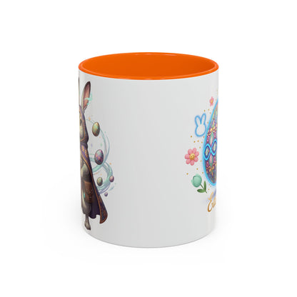 Easter Egg Accent Coffee Mug — Colorful Floral Bunny Design (11/15oz)