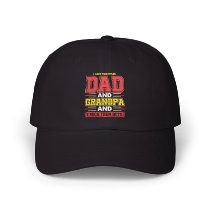 Dad Grandpa Classic Cap — Vintage Stacked Titles Hat ("Dad, Grandpa")