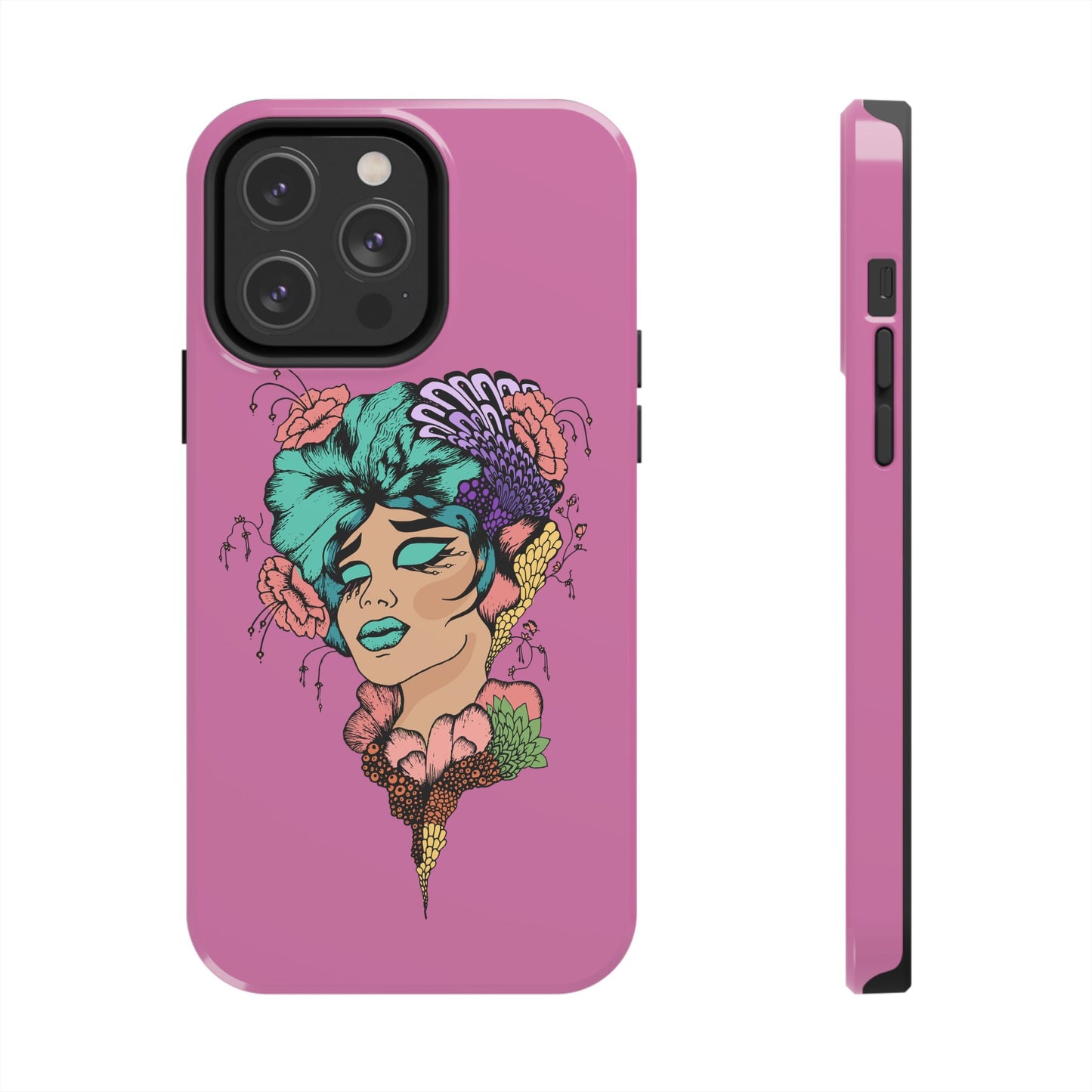 Tough Phone Case — Retro Floral Femme Illustration, Protective Art Phone Cover