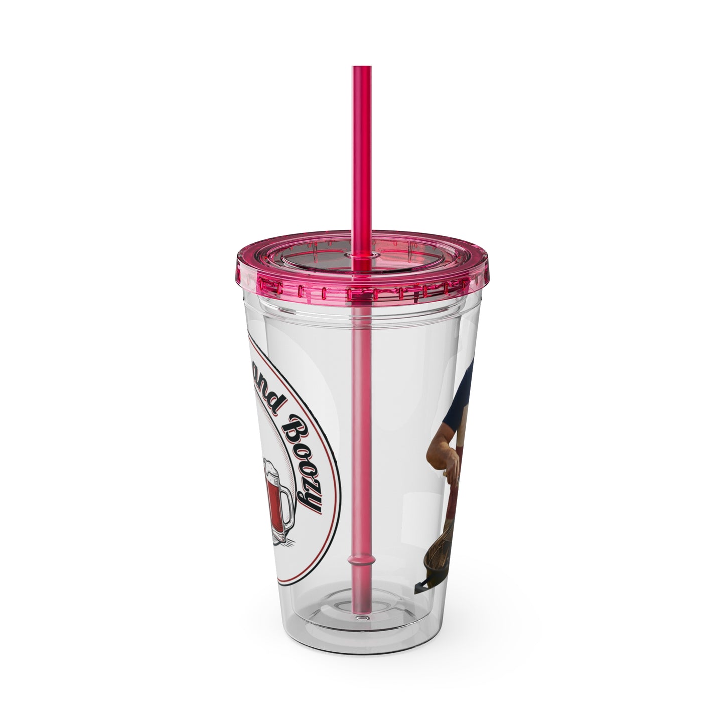 16oz Sunsplash Tumbler with Straw — Beach BBQ Graphic Travel Cup