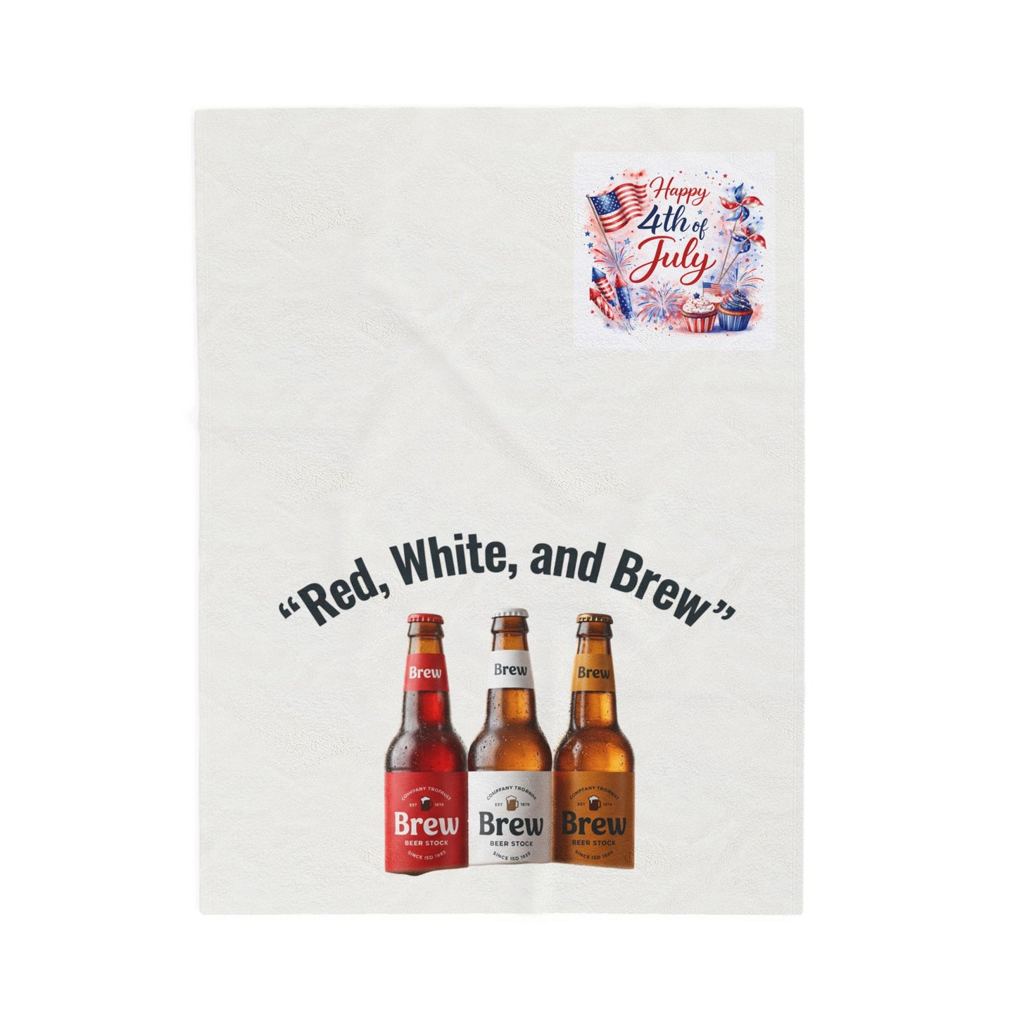 4th of July Velveteen Plush Blanket – "Red, White, and Brew" Beer Design