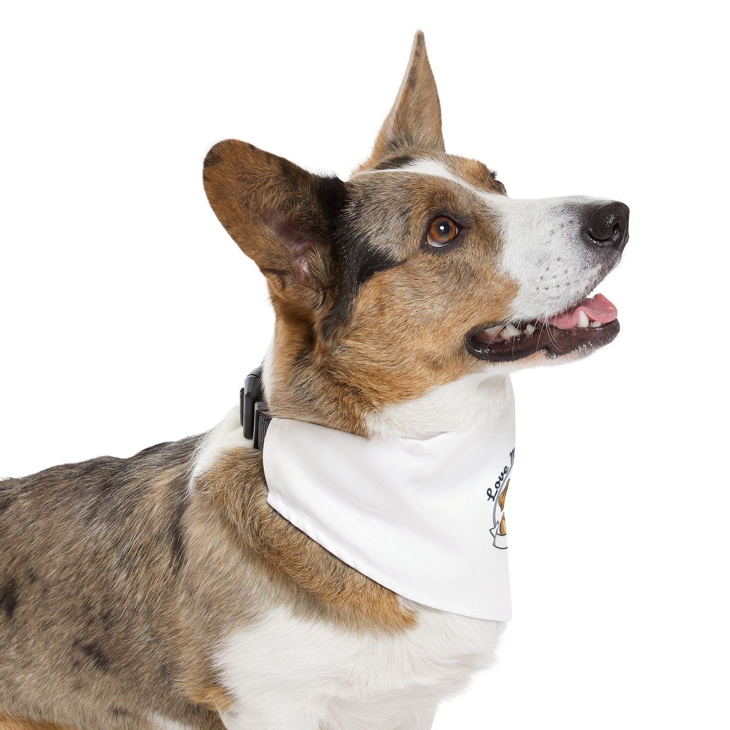 Pet Bandana Collar — "Love My Dog" Cute Dog Portrait Bandana Collar for Dogs, Adjustable Collar Accessory