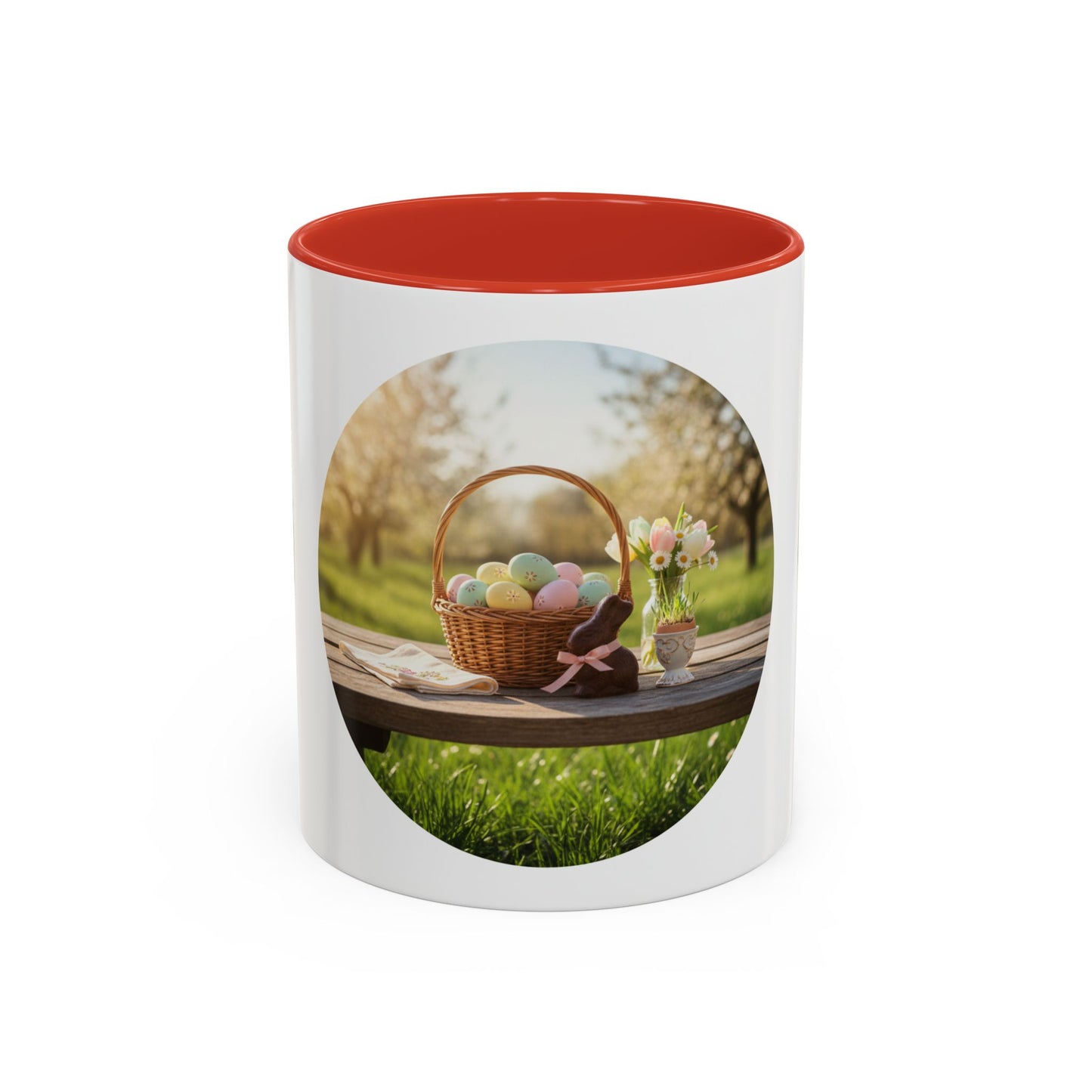 Easter Basket Coffee Mug — Spring Pastel Egg Design (11/15oz Accent Mug)