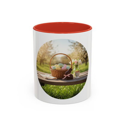 Easter Basket Coffee Mug — Spring Pastel Egg Design (11/15oz Accent Mug)