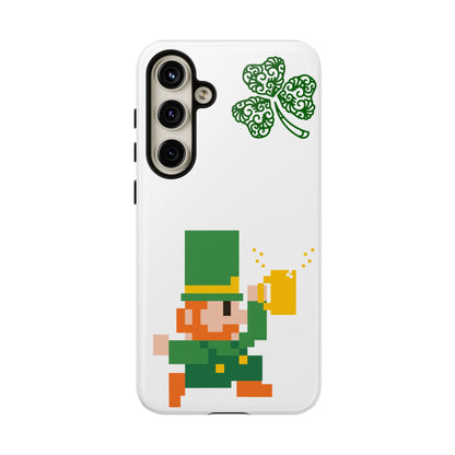 St. Patrick’s Pixel Leprechaun Phone Case — Cute Retro Gaming Clover Design
