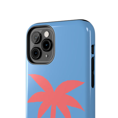 Tough Phone Case — Coral Palm on Sky Blue (Durable Protective Phone Cover)
