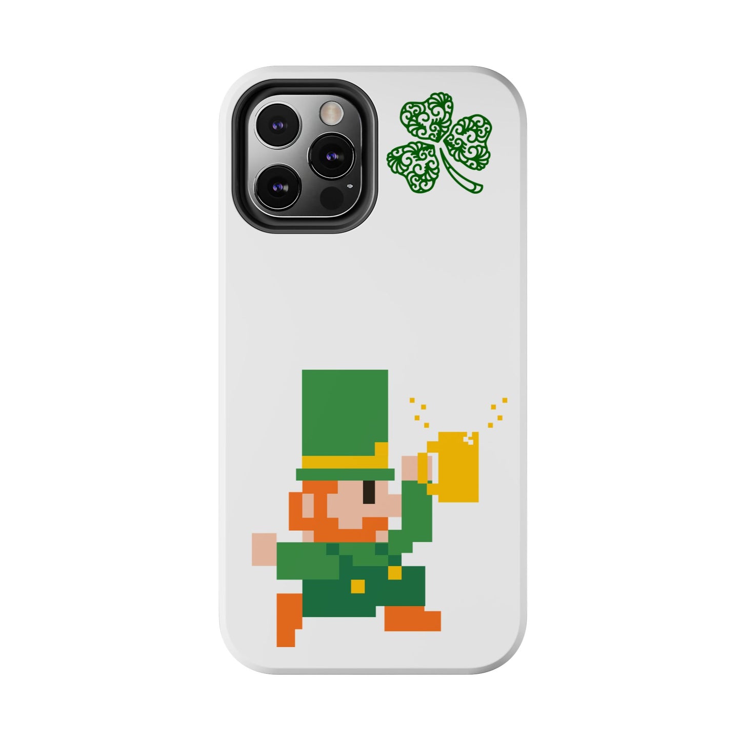 St. Patrick's Pixel Leprechaun Tough Phone Case — Shamrock & Beer Mug