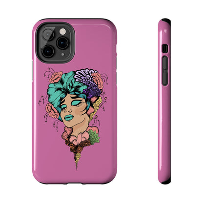 Tough Phone Case — Retro Floral Femme Illustration, Protective Art Phone Cover