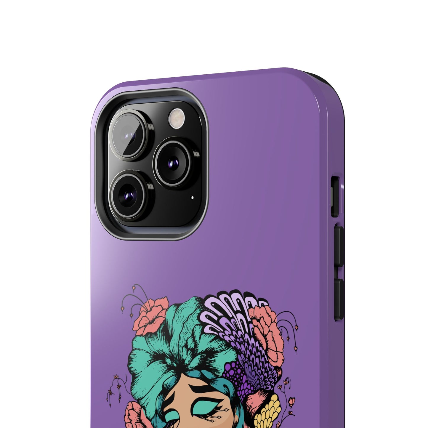 Floral Dreamer Tough Phone Case — Purple Artistic Woman Illustration, Protective iPhone Cover