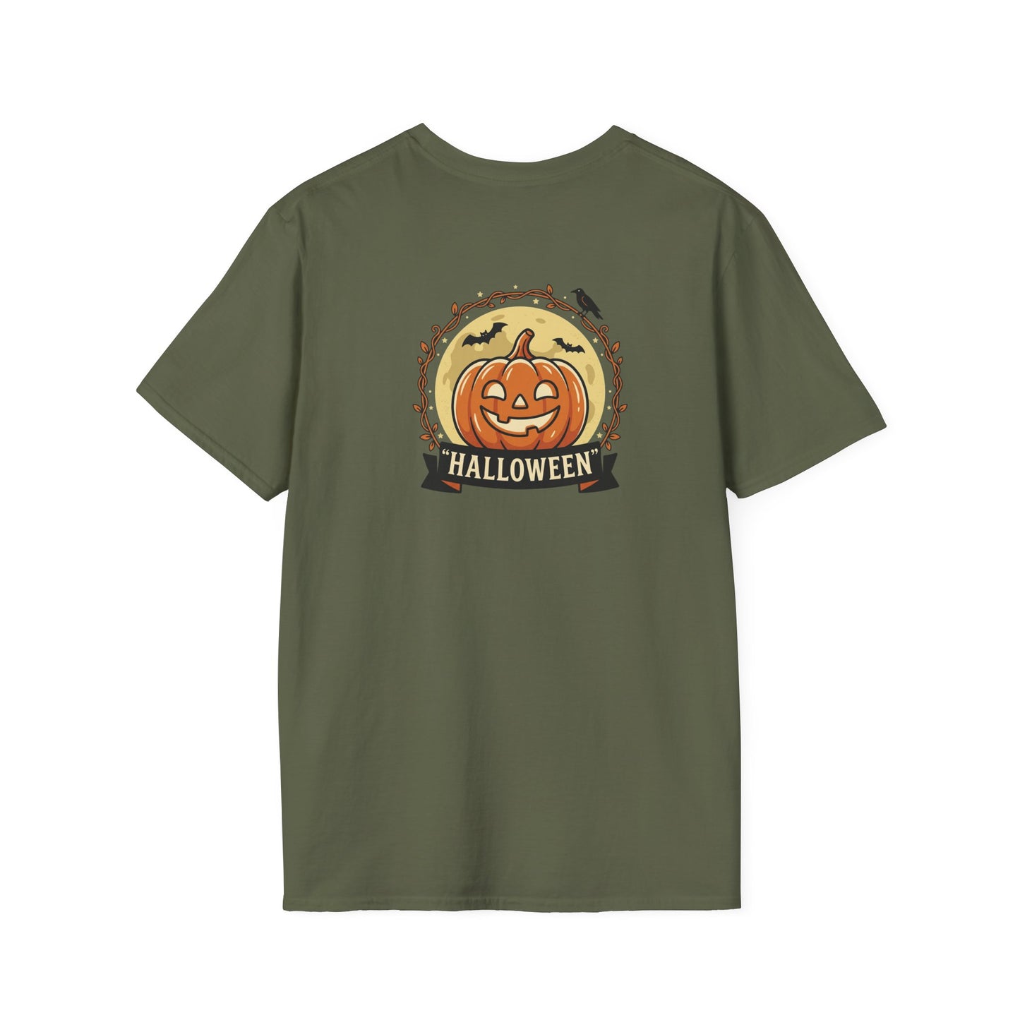 Halloween Pumpkin Graphic T-Shirt — "Happy Haunting" Cute Cat Jack-o'-Lantern Tee