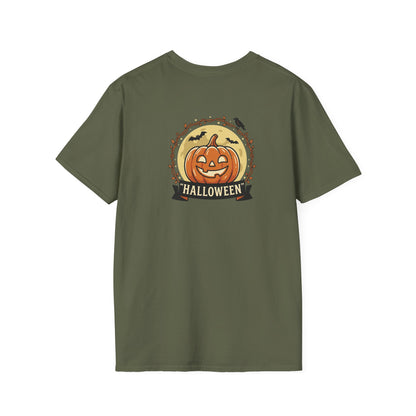 Halloween Pumpkin Graphic T-Shirt — "Happy Haunting" Cute Cat Jack-o'-Lantern Tee