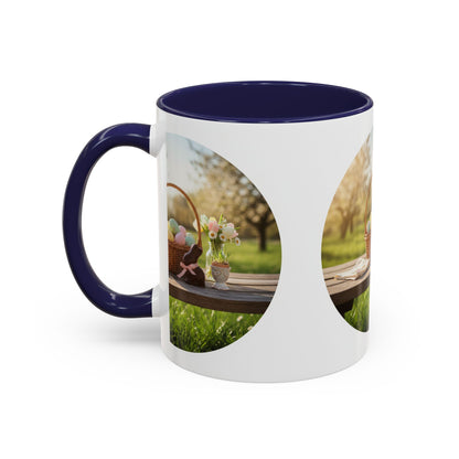 Easter Basket Coffee Mug — Spring Pastel Egg Design (11/15oz Accent Mug)