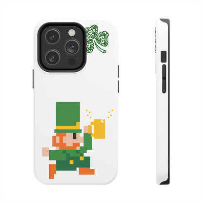 St. Patrick's Pixel Leprechaun Tough Phone Case — Shamrock & Beer Mug