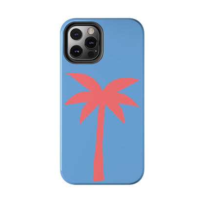 Tough Phone Case — Coral Palm on Sky Blue (Durable Protective Phone Cover)