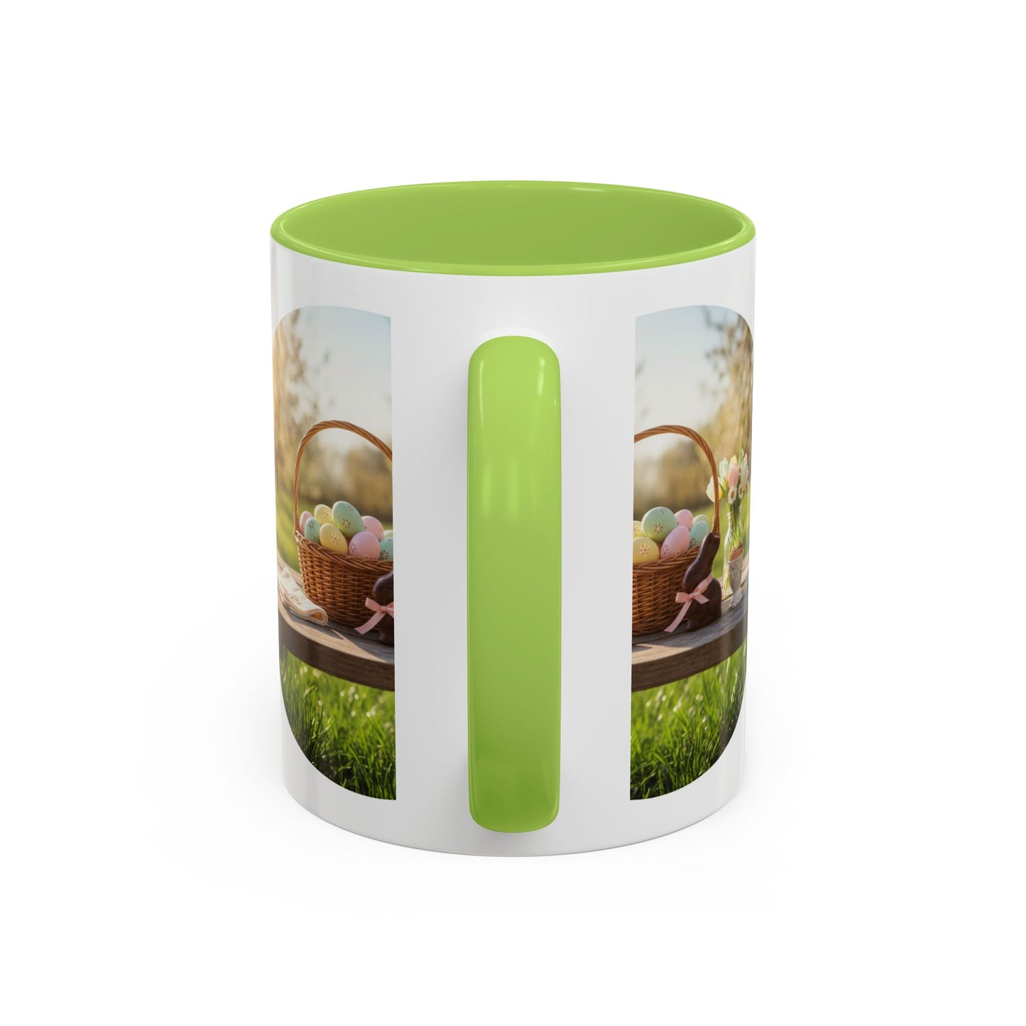 Easter Basket Coffee Mug — Spring Pastel Egg Design (11/15oz Accent Mug)