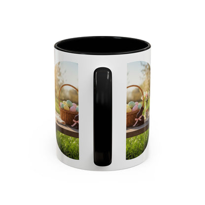 Easter Basket Coffee Mug — Spring Pastel Egg Design (11/15oz Accent Mug)