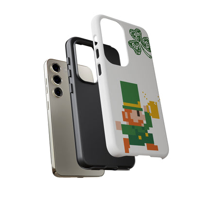 St. Patrick’s Pixel Leprechaun Phone Case — Cute Retro Gaming Clover Design