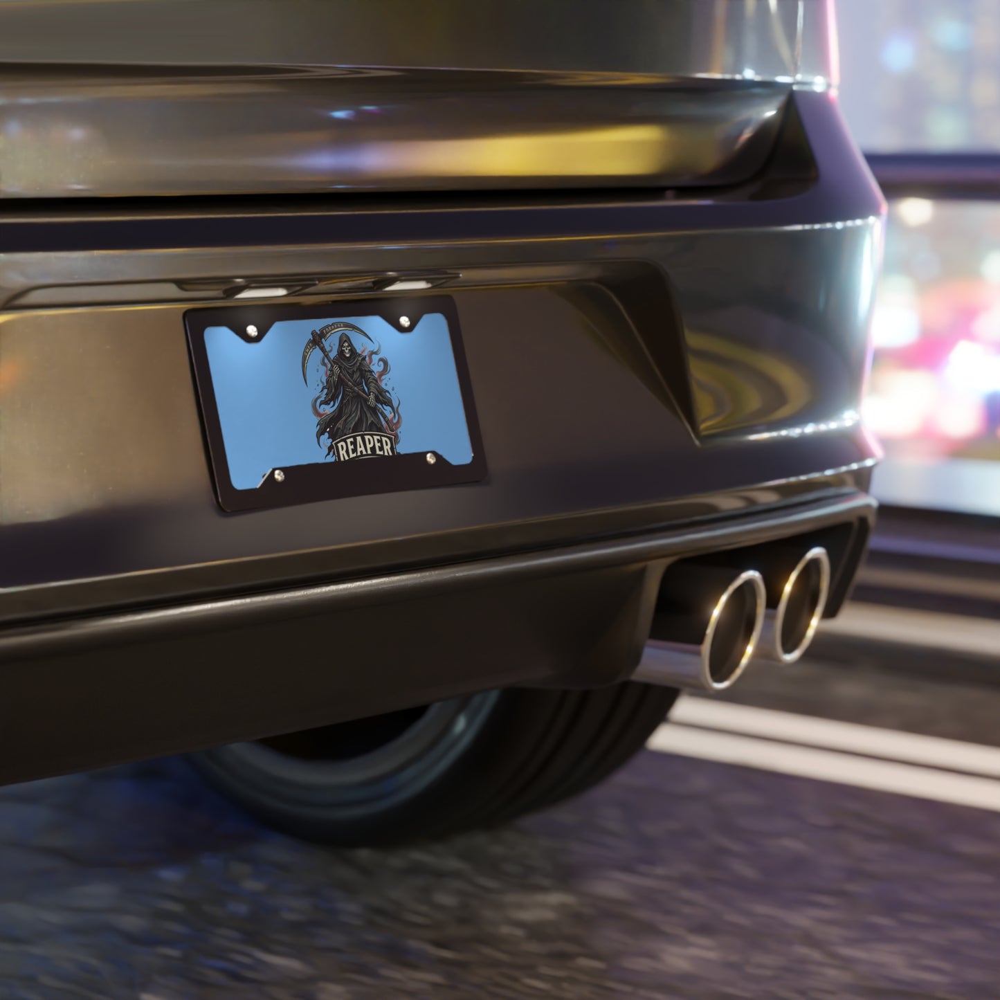 Reaper Skull Vanity Plate — Gothic Grim Reaper License Plate