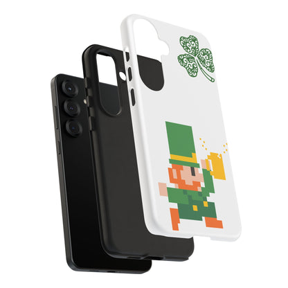 St. Patrick’s Pixel Leprechaun Phone Case — Cute Retro Gaming Clover Design