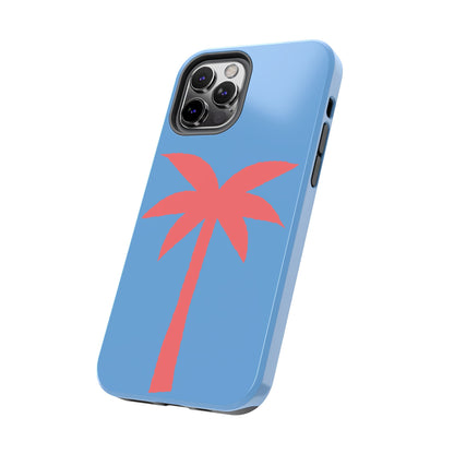 Tough Phone Case — Coral Palm on Sky Blue (Durable Protective Phone Cover)
