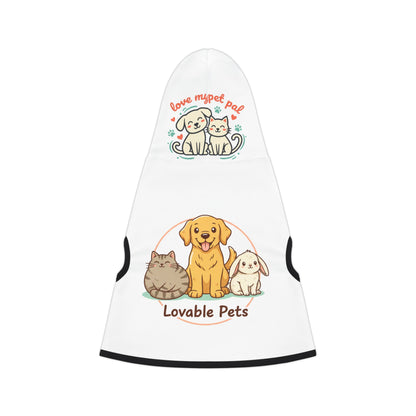 Pet Hoodie - 'Lovable Pets' Cute Dog & Cat Graphic Hoodie for Small Dogs and Cats