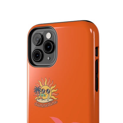 Summertime Palm Tough Phone Case — Retro Sun & Pink Palm Tropical Protective Cover
