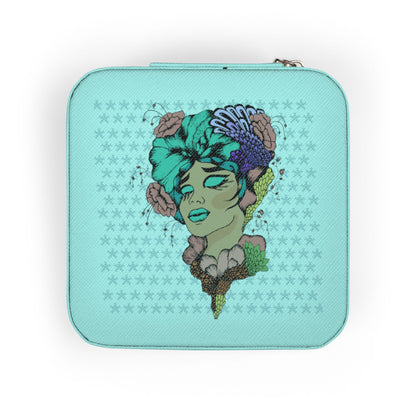 Compact Floral Portrait Jewelry Travel Case — Portable Ring & Earring Organizer