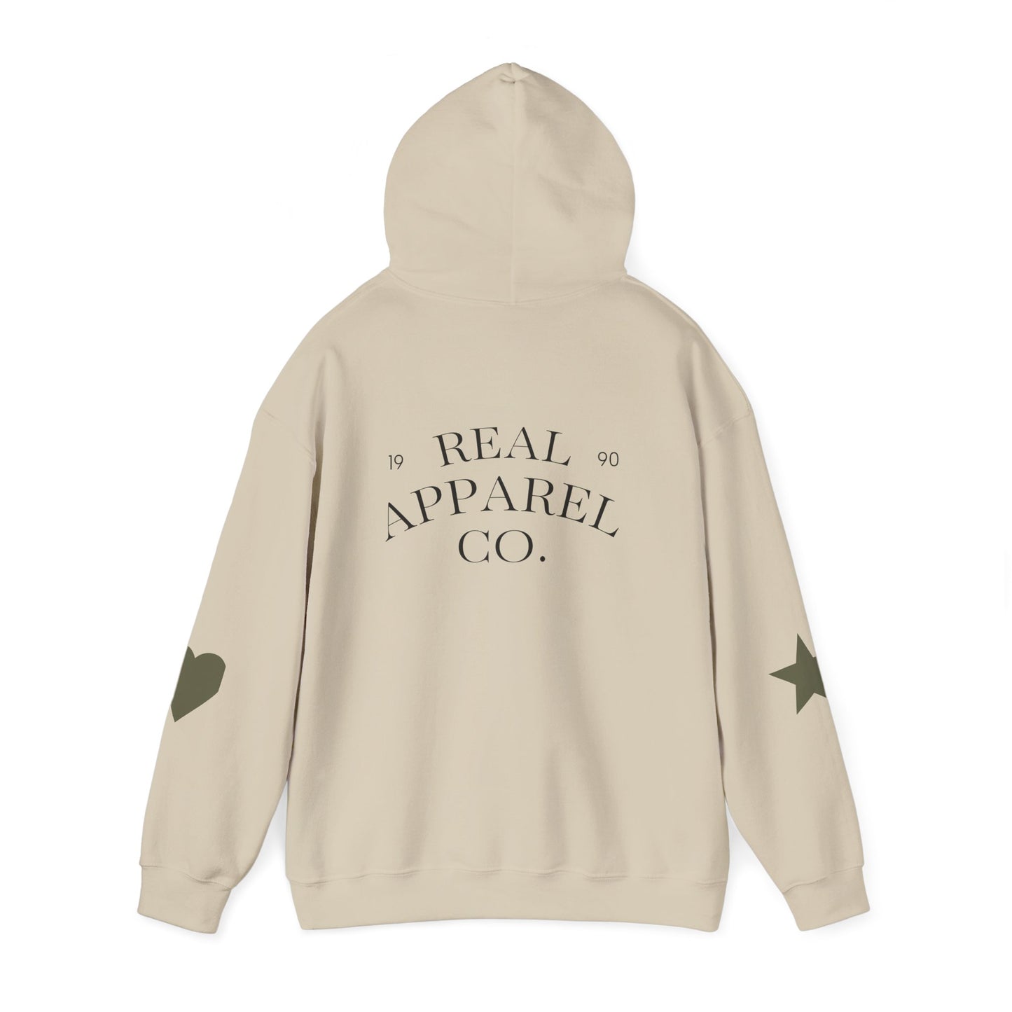 New Day Hoodie — "New Day" Graphic Pullover with Star & Heart Sleeve Accents