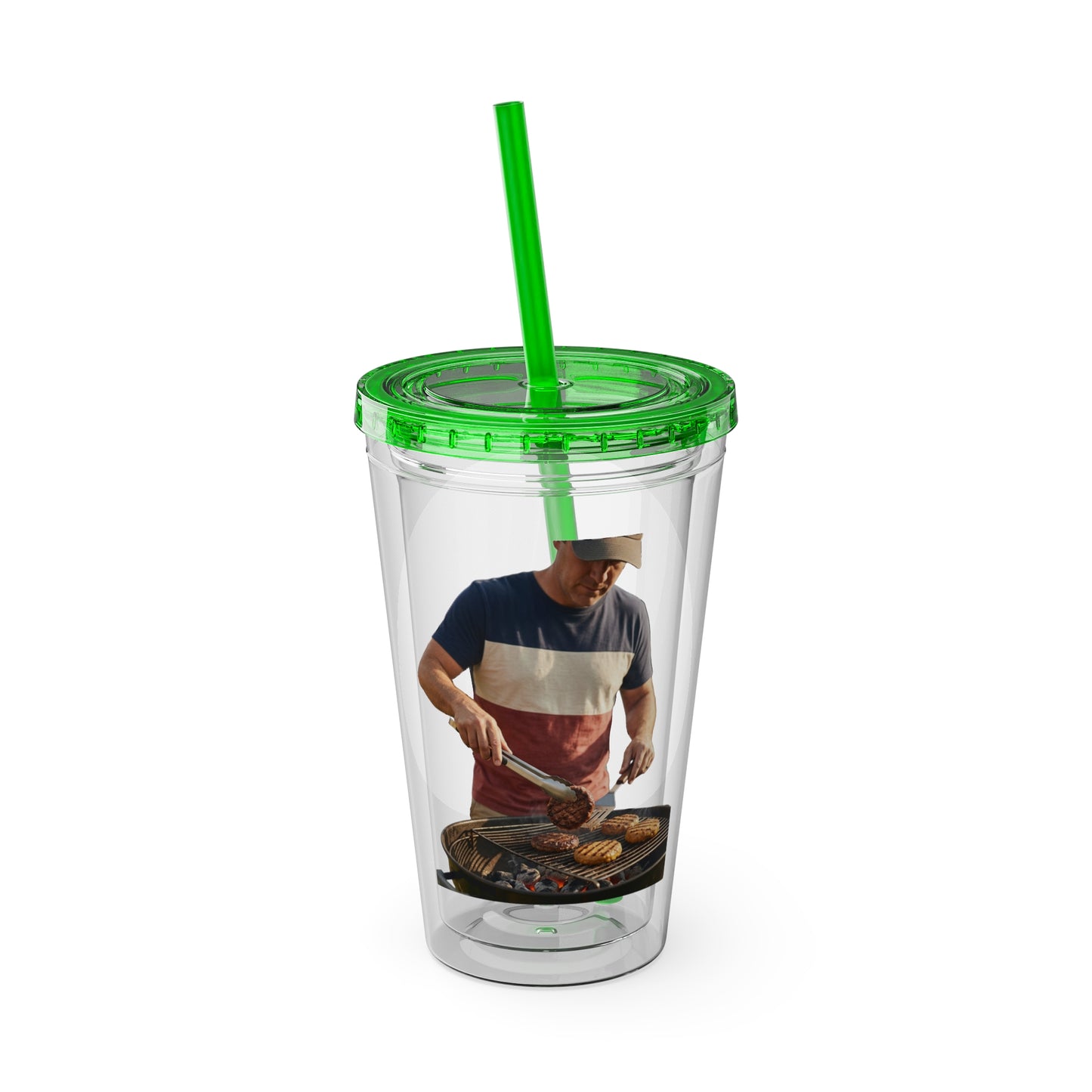 16oz Sunsplash Tumbler with Straw — Beach BBQ Graphic Travel Cup