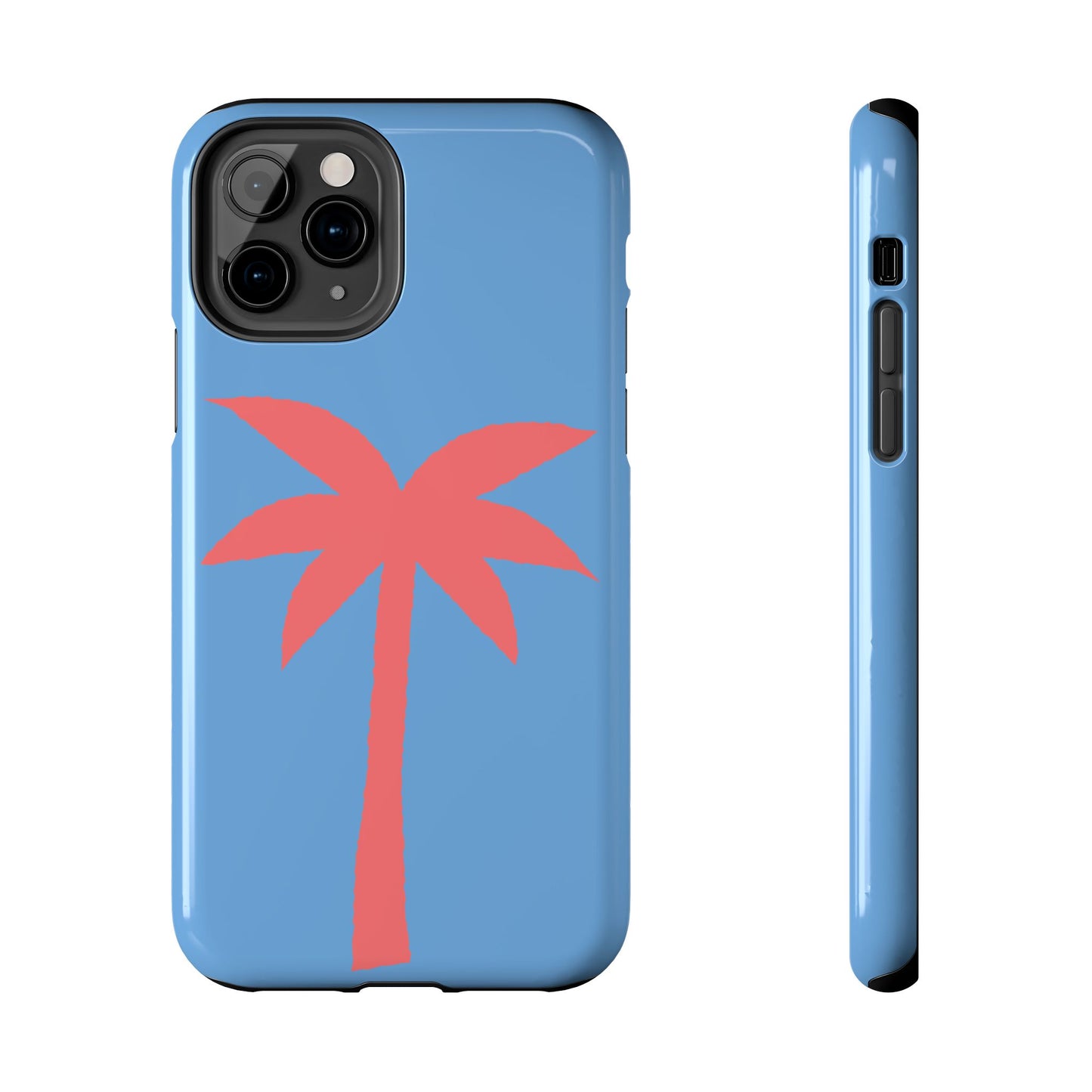 Tough Phone Case — Coral Palm on Sky Blue (Durable Protective Phone Cover)