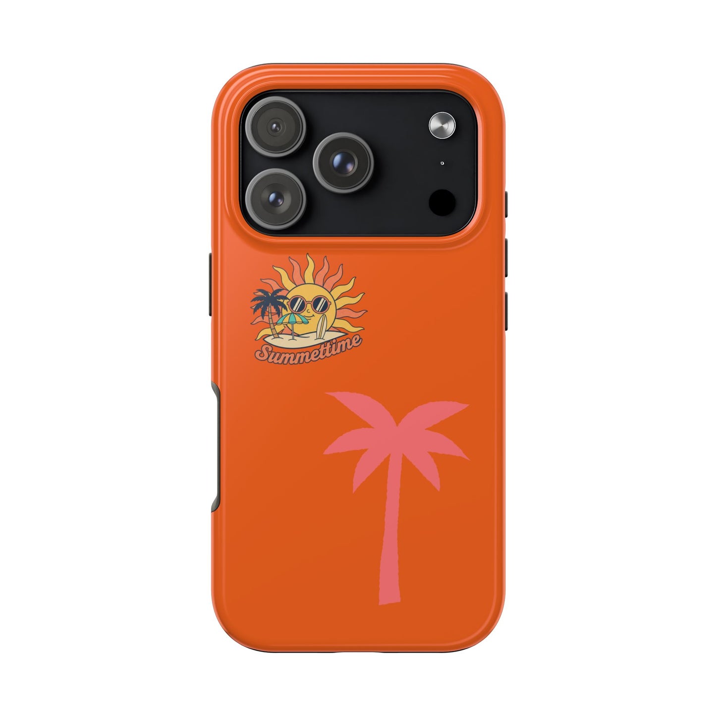 Summertime Palm Tough Phone Case — Retro Sun & Pink Palm Tropical Protective Cover