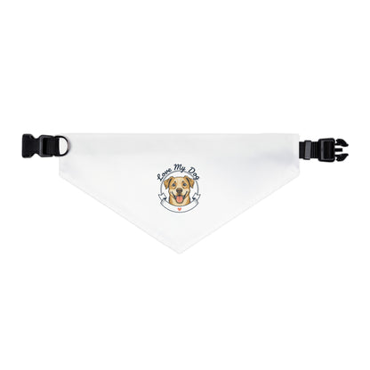 Pet Bandana Collar — "Love My Dog" Cute Dog Portrait Bandana Collar for Dogs, Adjustable Collar Accessory