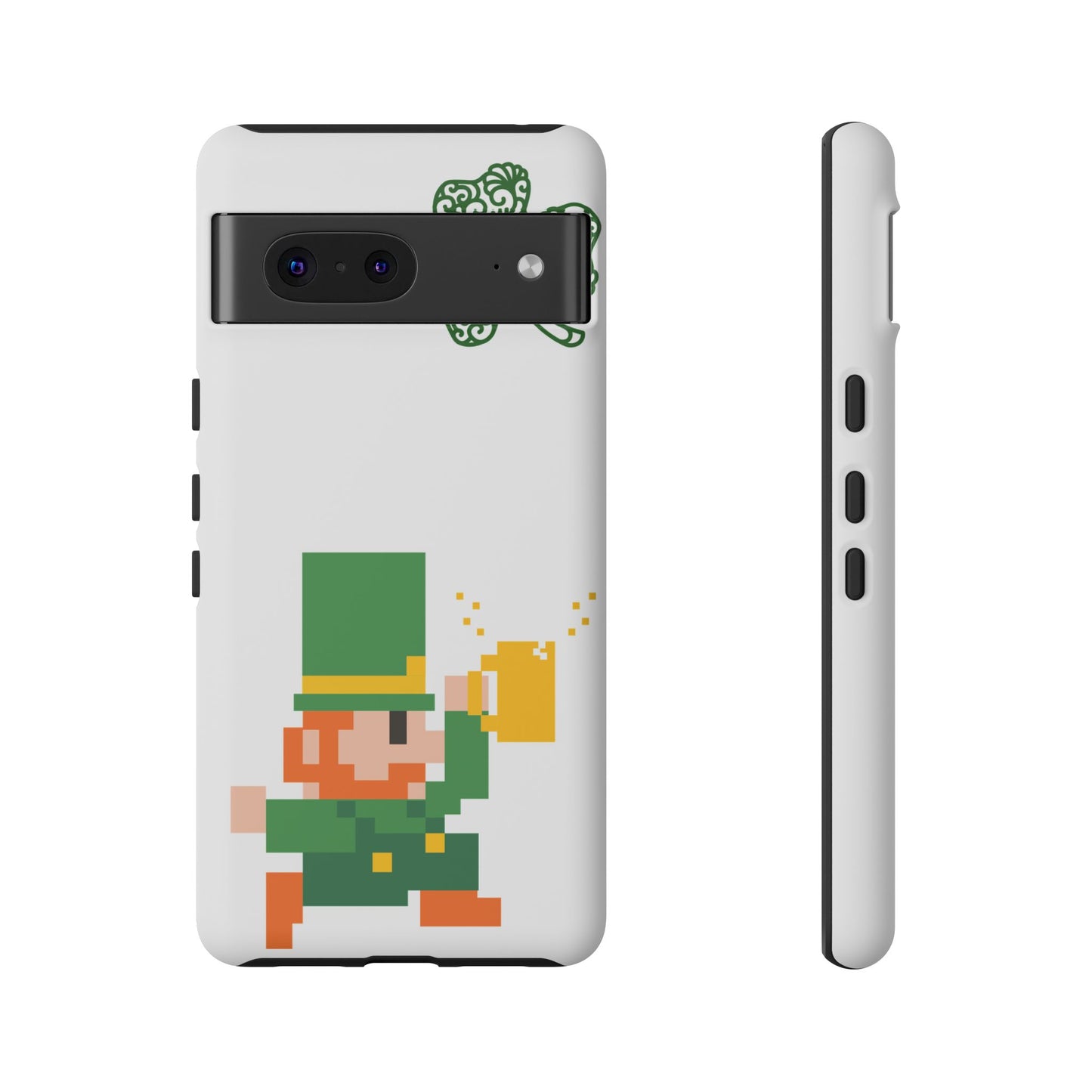 St. Patrick’s Pixel Leprechaun Phone Case — Cute Retro Gaming Clover Design