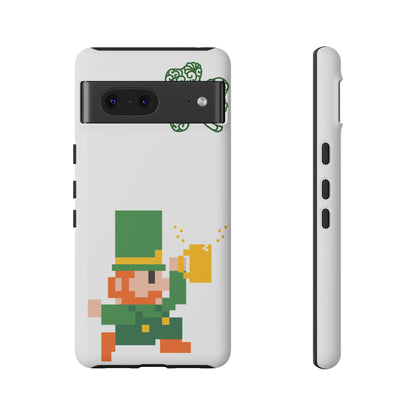 St. Patrick’s Pixel Leprechaun Phone Case — Cute Retro Gaming Clover Design