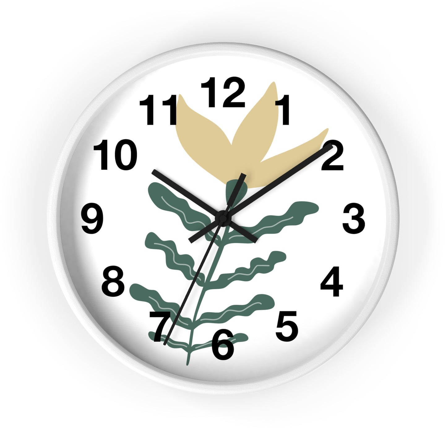 Botanical Wall Clock — Minimal Floral Timepiece