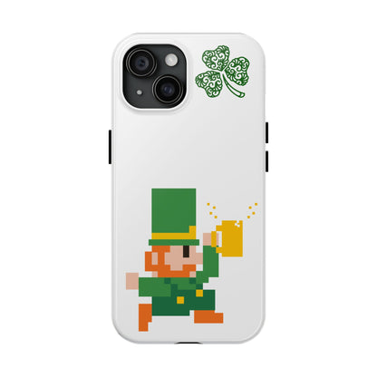 St. Patrick's Pixel Leprechaun Tough Phone Case — Shamrock & Beer Mug