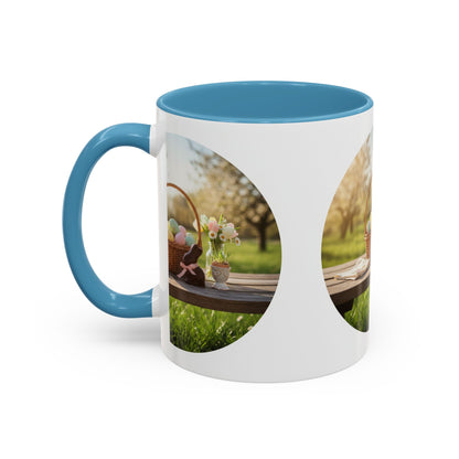 Easter Basket Coffee Mug — Spring Pastel Egg Design (11/15oz Accent Mug)