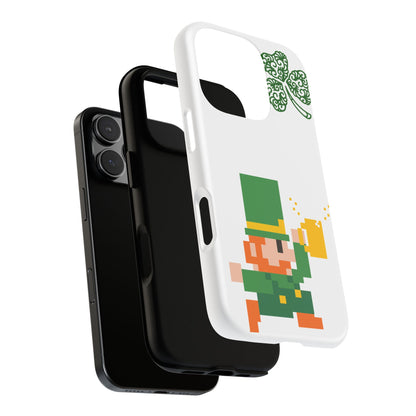 St. Patrick’s Pixel Leprechaun Phone Case — Cute Retro Gaming Clover Design