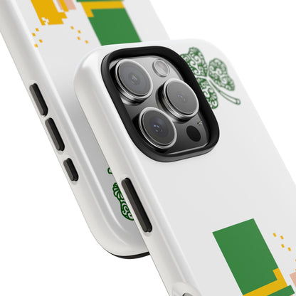 St. Patrick's Pixel Leprechaun Tough Phone Case — Shamrock & Beer Mug