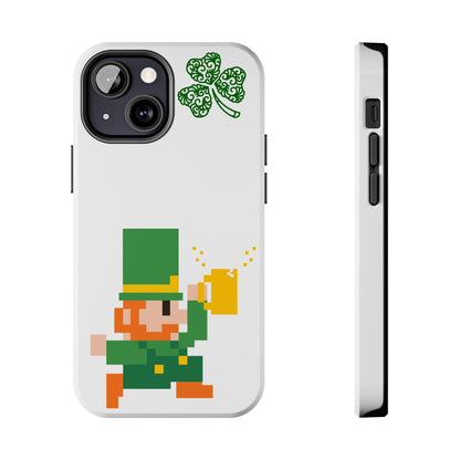 St. Patrick's Pixel Leprechaun Tough Phone Case — Shamrock & Beer Mug