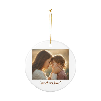 Heart Photo Ornament - "Mothers Love" Ceramic Keepsake for Mom, Personalized Mother's Day Gift